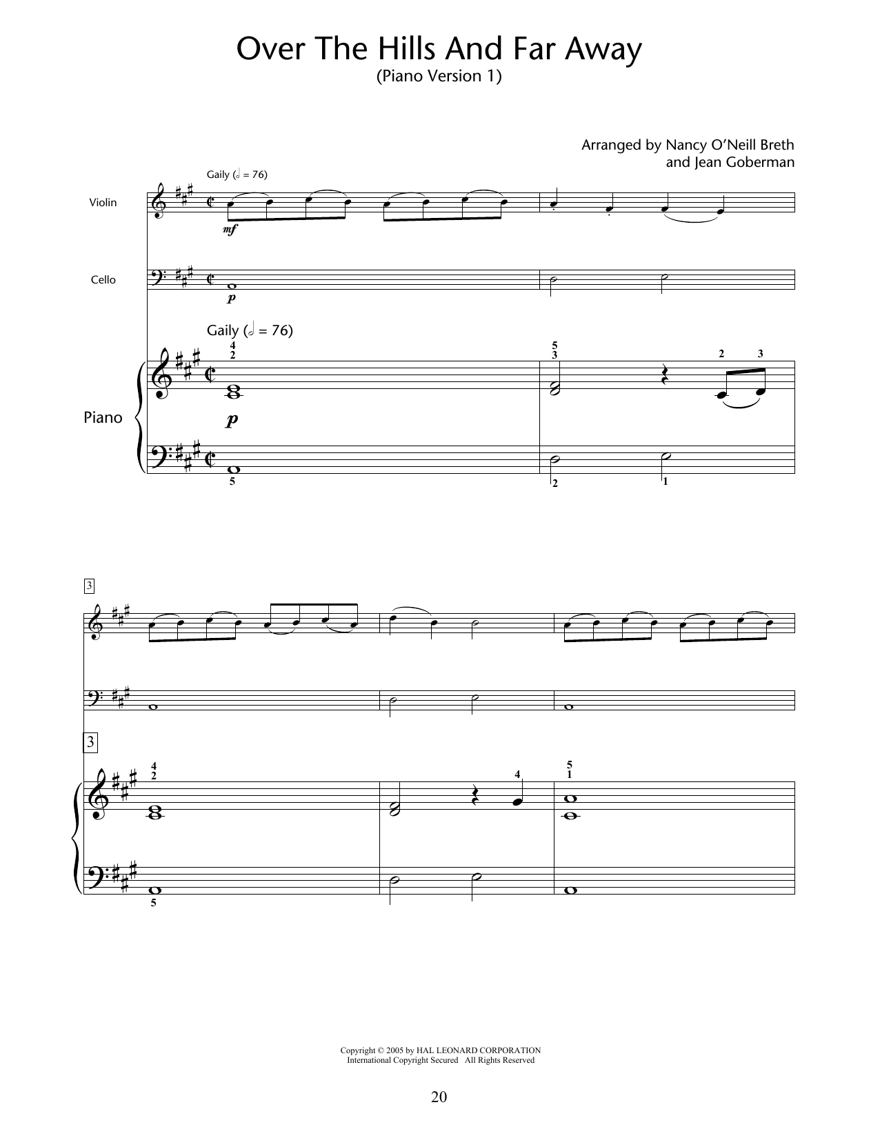 Nancy O'Neill Breth & Jean Goberman Over The Hills And Far Away sheet music notes and chords. Download Printable PDF.