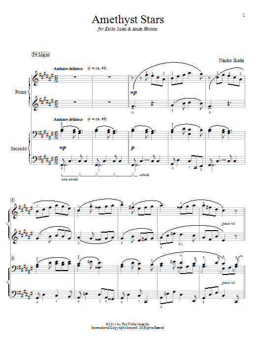 Learn to play Naoko Ikeda Amethyst Stars sheet music for Piano Duet in minutes. Price: 7.8900$ Naoko Ikeda Amethyst Stars sheet music notes and chords arranged for Piano Duet