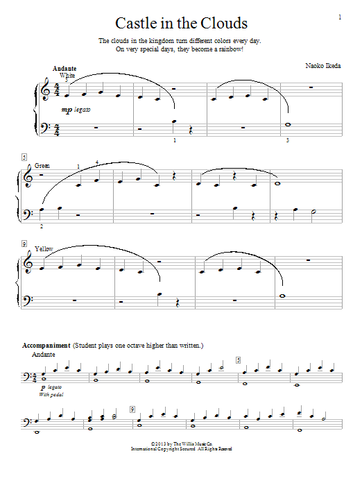 Naoko Ikeda Castle In The Clouds sheet music notes and chords. Download Printable PDF.