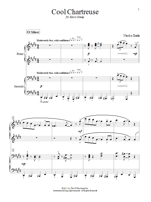 Learn to play Naoko Ikeda Cool Chartreuse sheet music for Piano Duet in minutes. Price: 7.8900$ Naoko Ikeda Cool Chartreuse sheet music notes and chords arranged for Piano Duet
