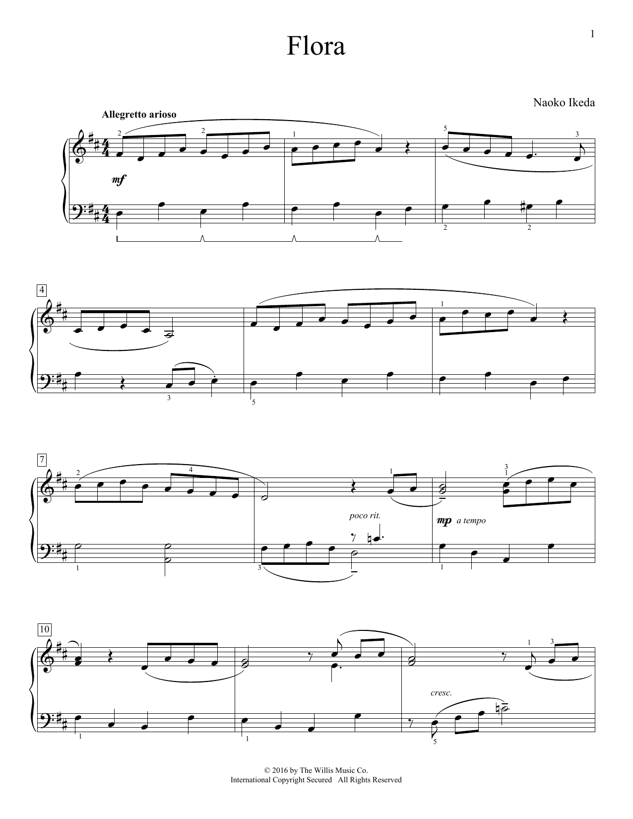 Learn to play Naoko Ikeda Flora sheet music for Educational Piano in minutes. Price: 6.9900$ Naoko Ikeda Flora sheet music notes and chords arranged for Educational Piano