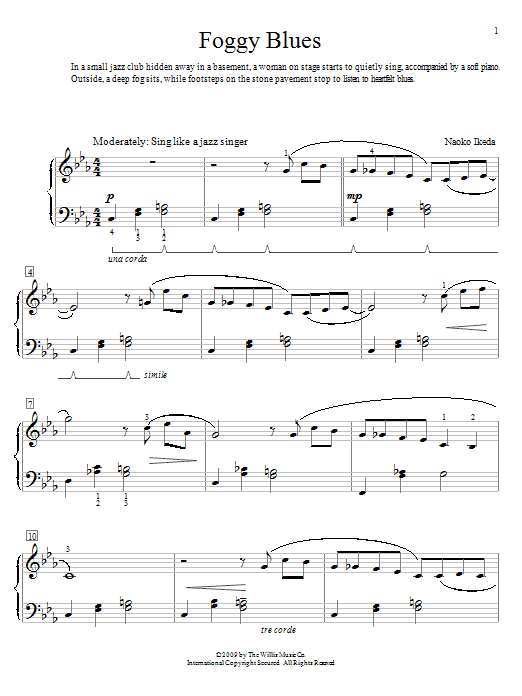 Naoko Ikeda Foggy Blues sheet music notes and chords arranged for Educational Piano