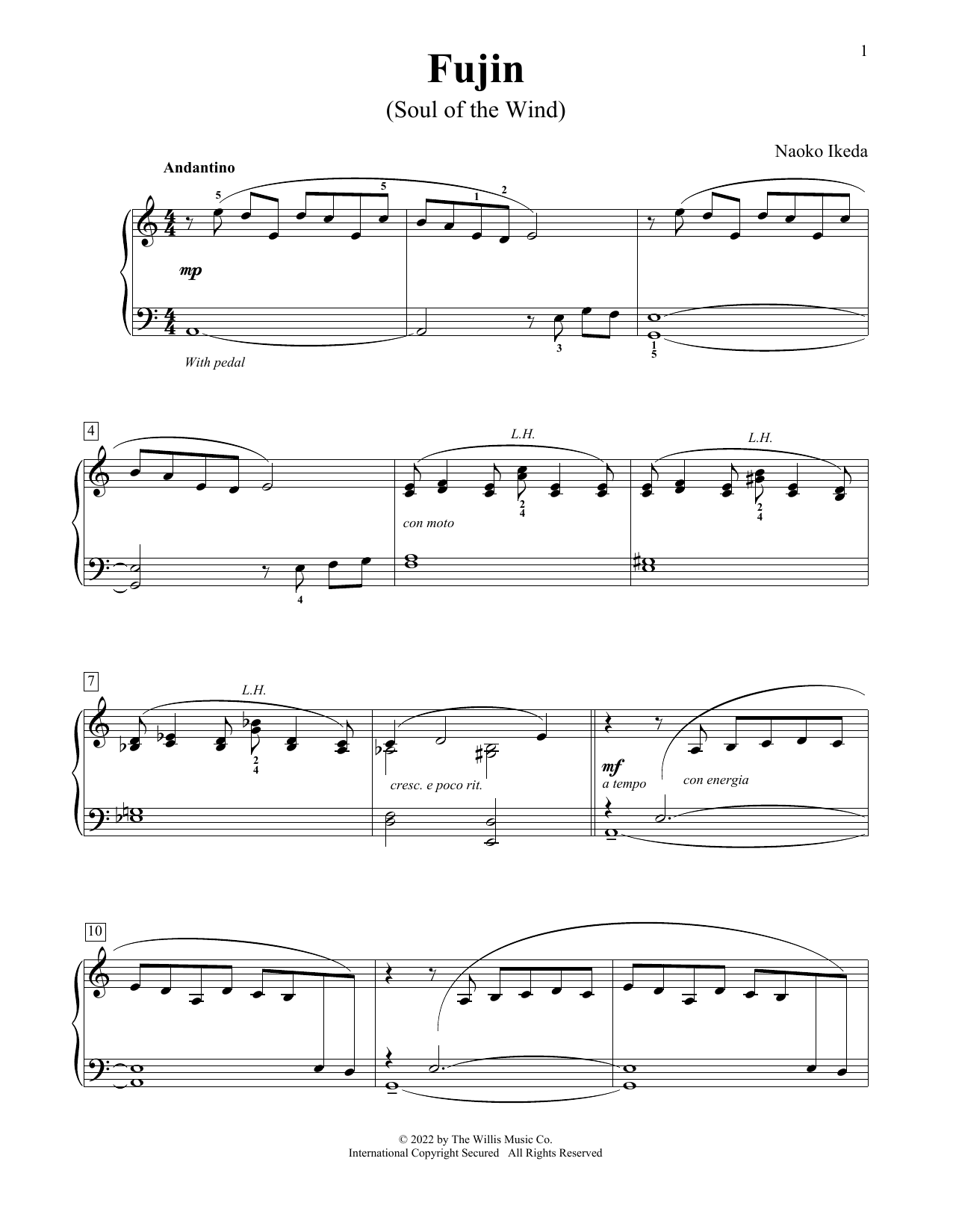 Learn to play Naoko Ikeda Fujin (Soul Of The Wind) sheet music for Educational Piano in minutes. Price: 6.9900$ Naoko Ikeda Fujin (Soul Of The Wind) sheet music notes and chords arranged for Educational Piano