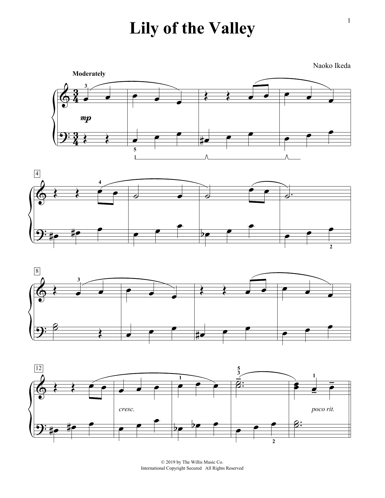 Naoko Ikeda Lily Of The Valley sheet music notes and chords. Download Printable PDF.