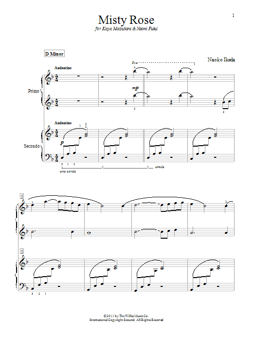 Learn to play Naoko Ikeda Misty Rose sheet music for Piano Duet in minutes. Price: 7.8900$ Naoko Ikeda Misty Rose sheet music notes and chords arranged for Piano Duet