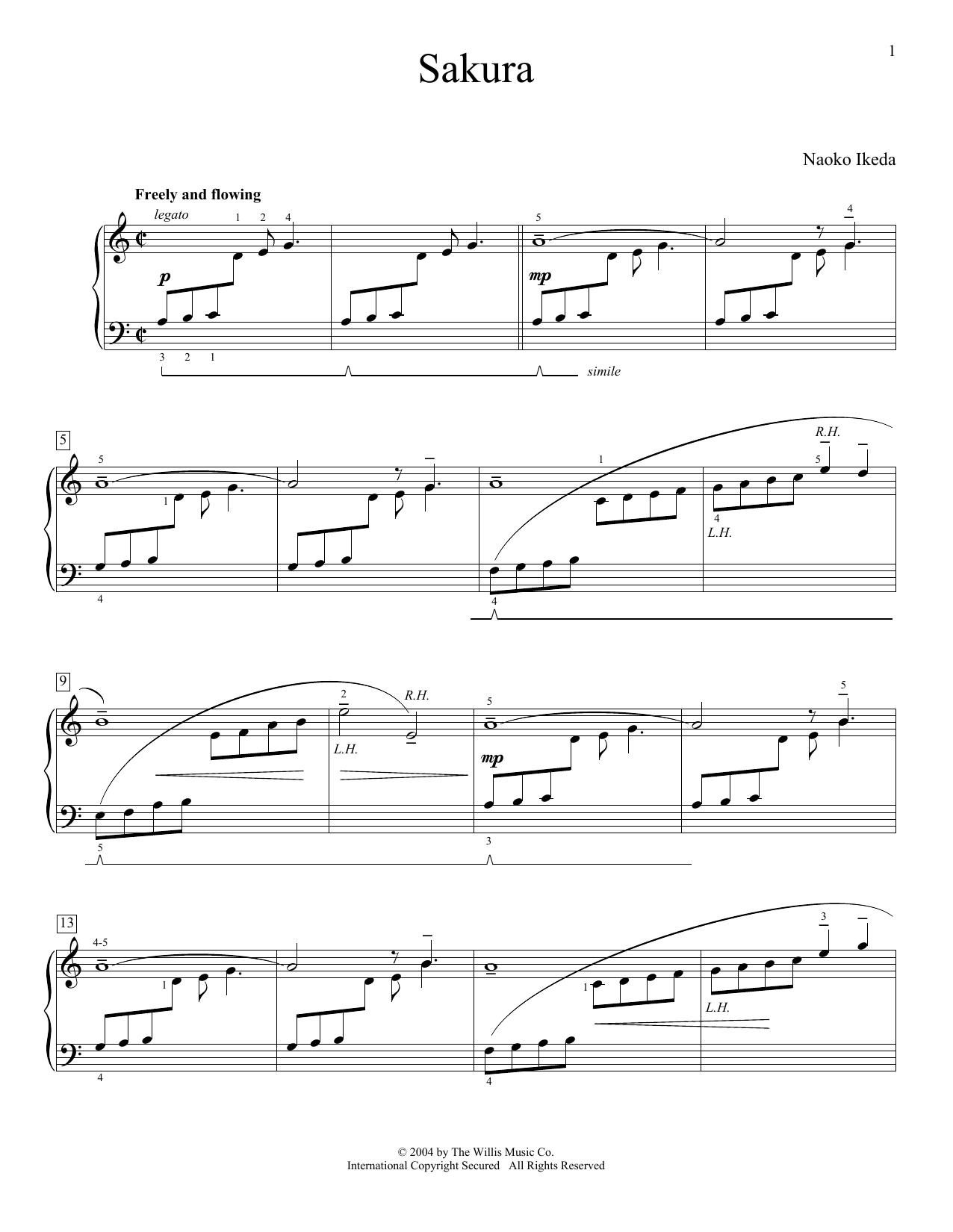 Learn to play Naoko Ikeda Sakura sheet music for Educational Piano in minutes. Price: 6.9900$ Naoko Ikeda Sakura sheet music notes and chords arranged for Educational Piano