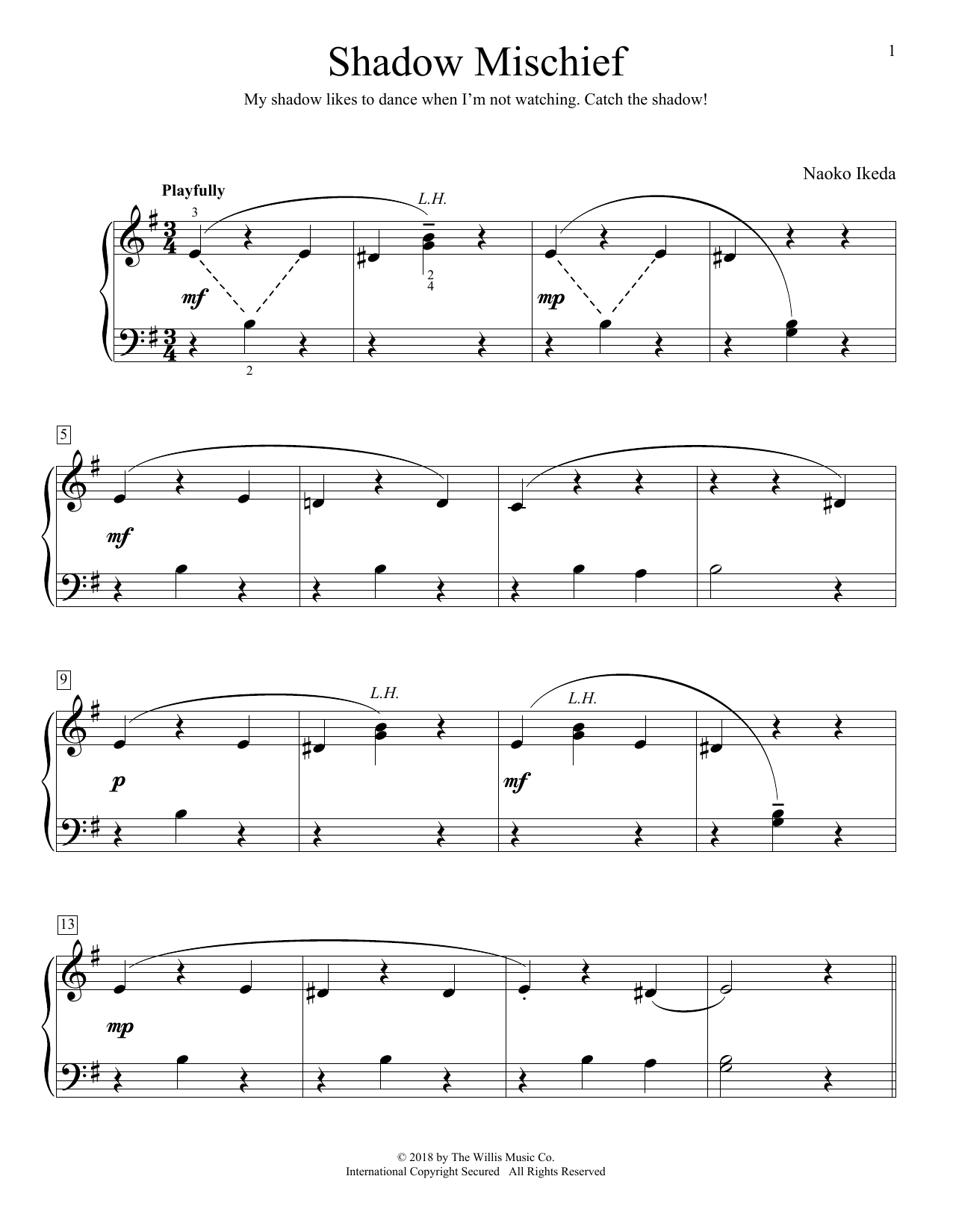 Learn to play Naoko Ikeda Shadow Mischief sheet music for Educational Piano in minutes. Price: 6.9900$ Naoko Ikeda Shadow Mischief sheet music notes and chords arranged for Educational Piano