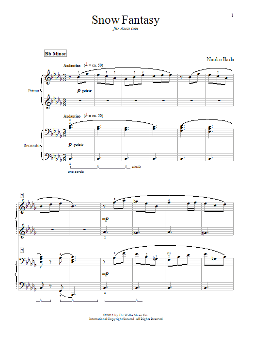 Learn to play Naoko Ikeda Snow Fantasy sheet music for Piano Duet in minutes. Price: 7.8900$ Naoko Ikeda Snow Fantasy sheet music notes and chords arranged for Piano Duet