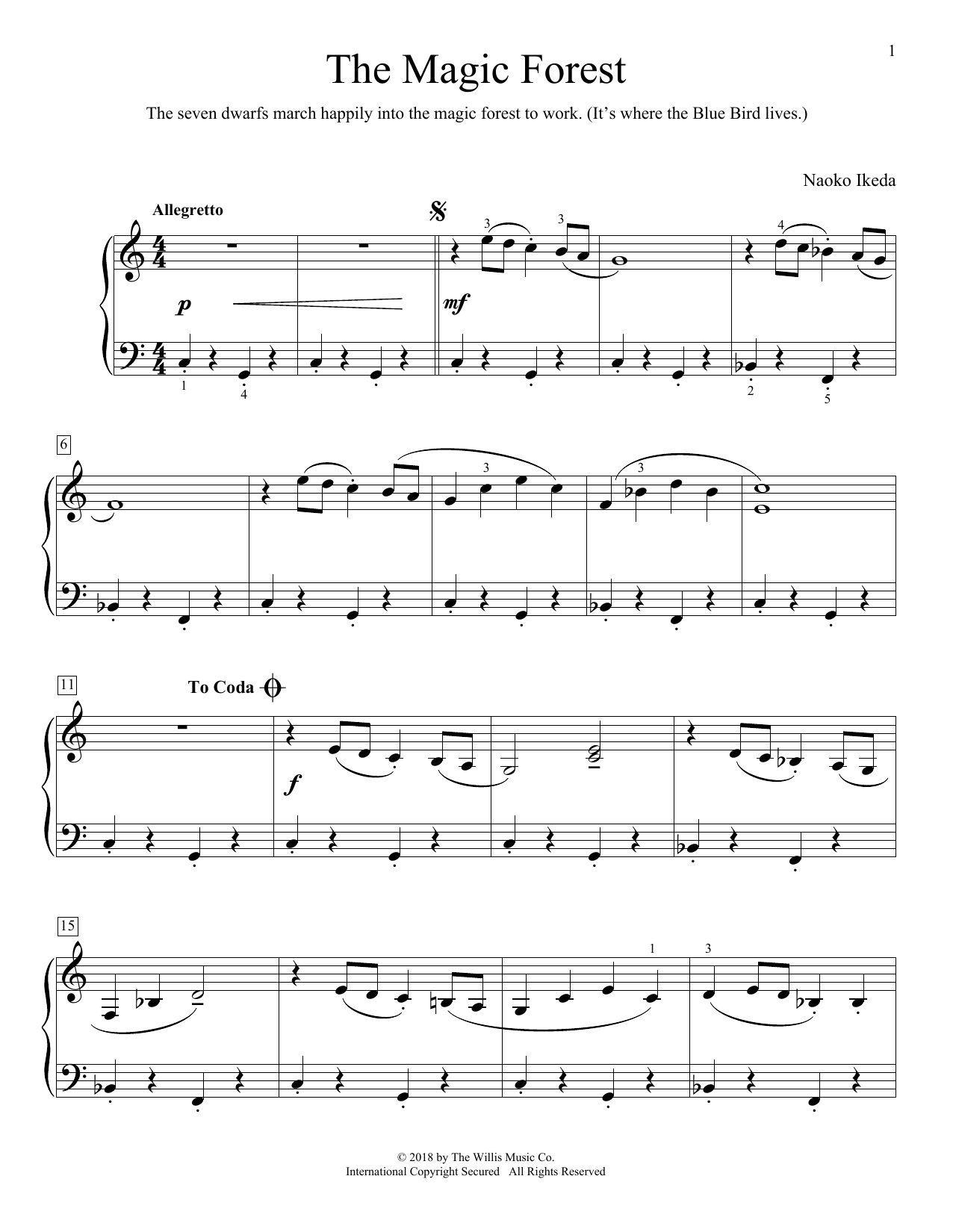 Learn to play Naoko Ikeda The Magic Forest sheet music for Educational Piano in minutes. Price: 6.9900$ Naoko Ikeda The Magic Forest sheet music notes and chords arranged for Educational Piano