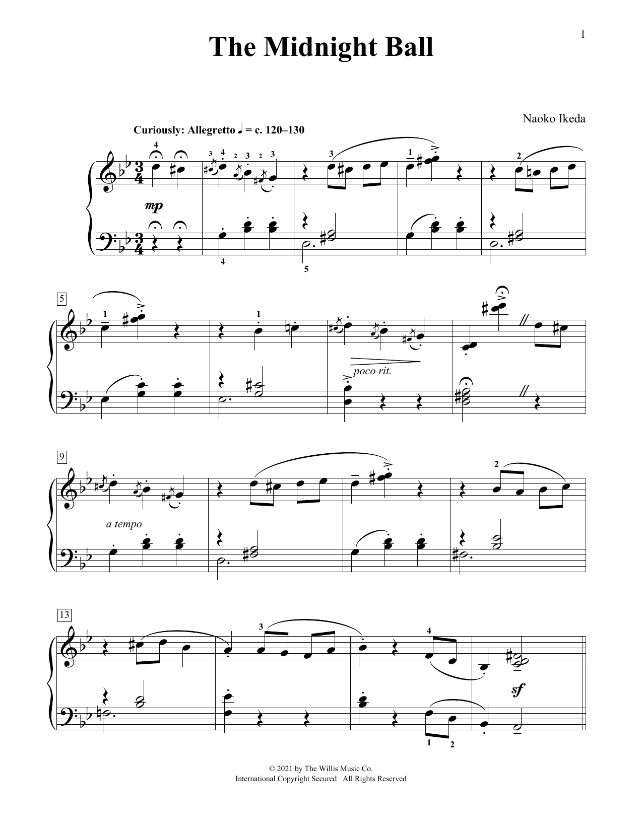 Naoko Ikeda The Midnight Ball sheet music notes and chords arranged for Educational Piano