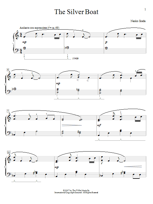 Learn to play Naoko Ikeda The Silver Boat sheet music for Educational Piano in minutes. Price: 6.9900$ Naoko Ikeda The Silver Boat sheet music notes and chords arranged for Educational Piano