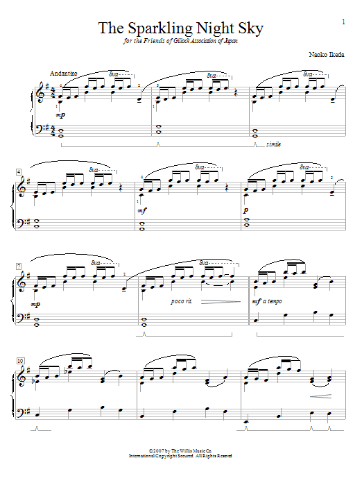 Learn to play Naoko Ikeda The Sparkling Night Sky sheet music for Educational Piano in minutes. Price: 6.9900$ Naoko Ikeda The Sparkling Night Sky sheet music notes and chords arranged for Educational Piano