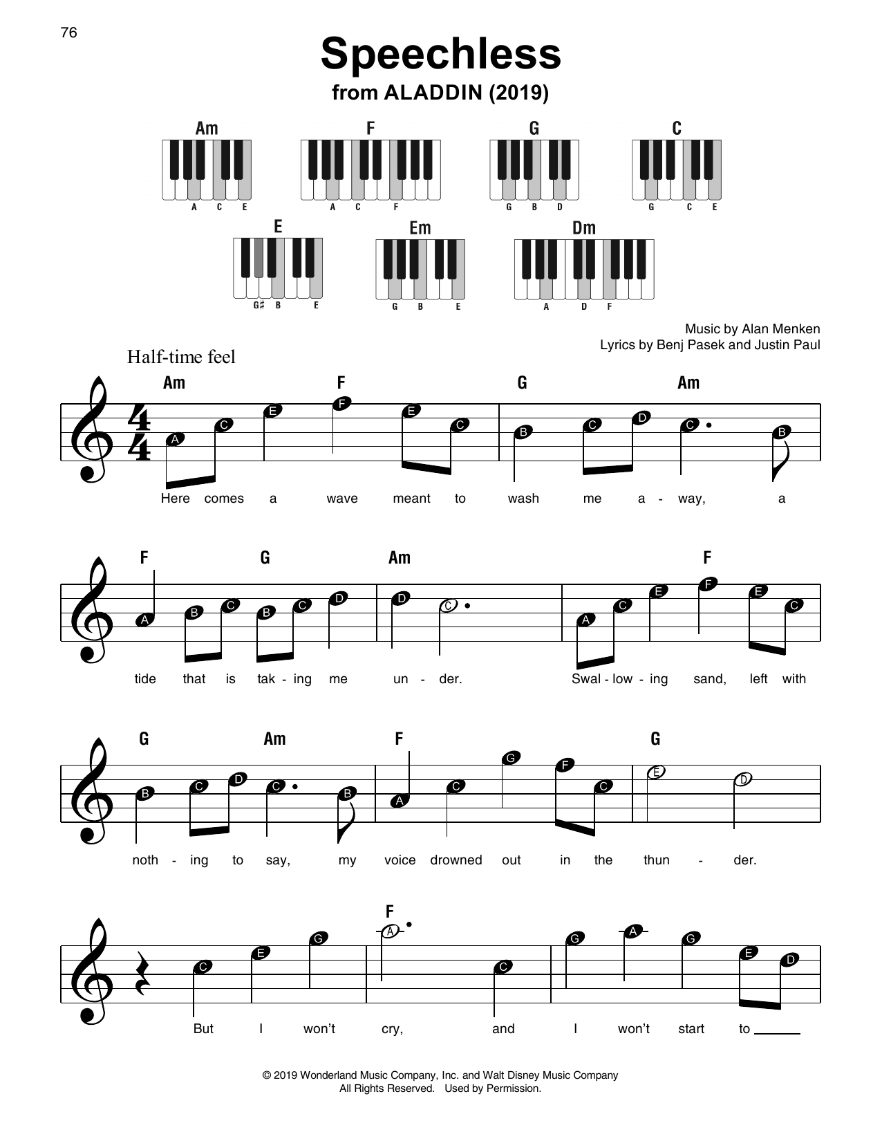 Naomi Scott Speechless (from Aladdin) sheet music notes and chords arranged for Clarinet Duet