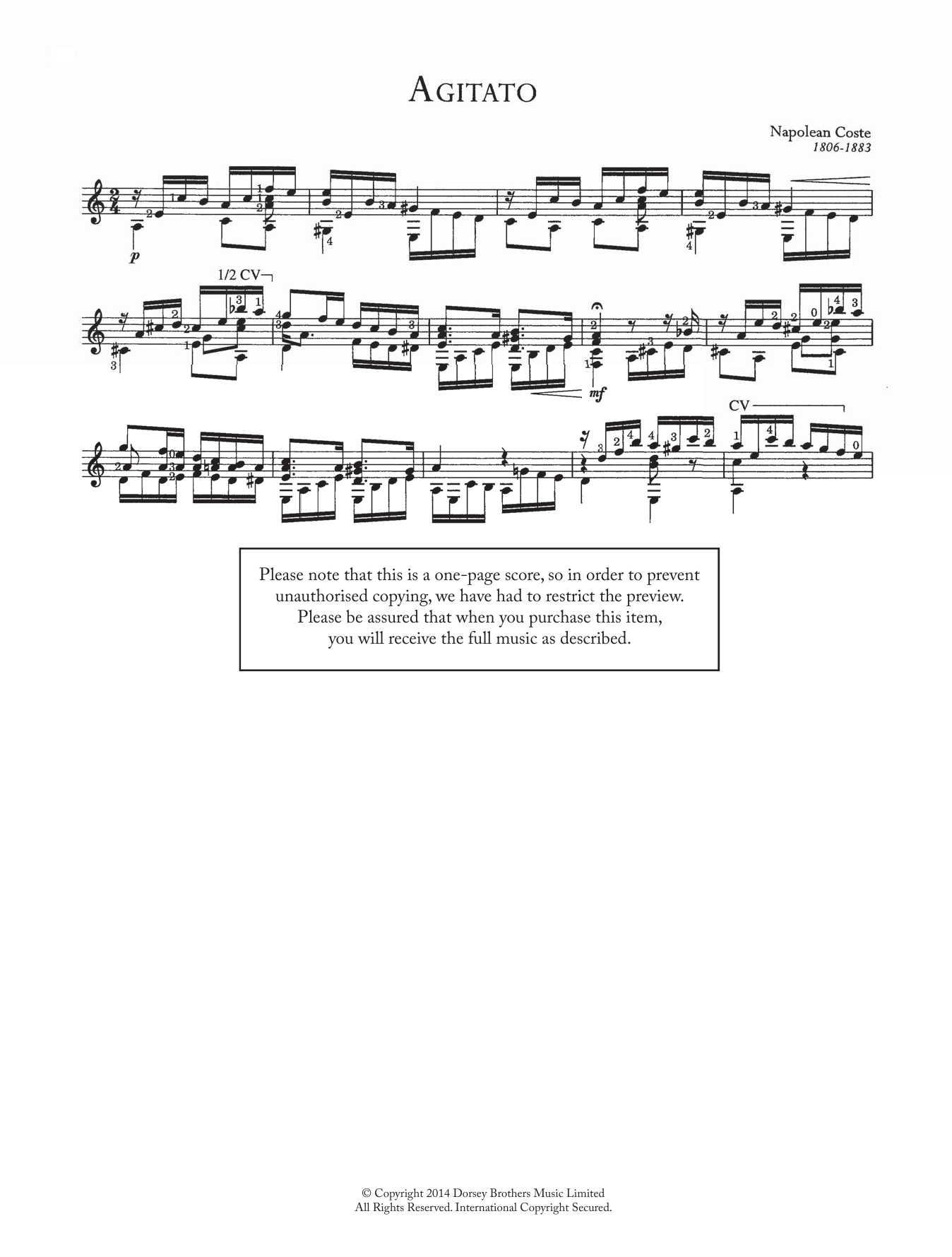 Napoleon Coste Agitato sheet music notes and chords. Download Printable PDF.