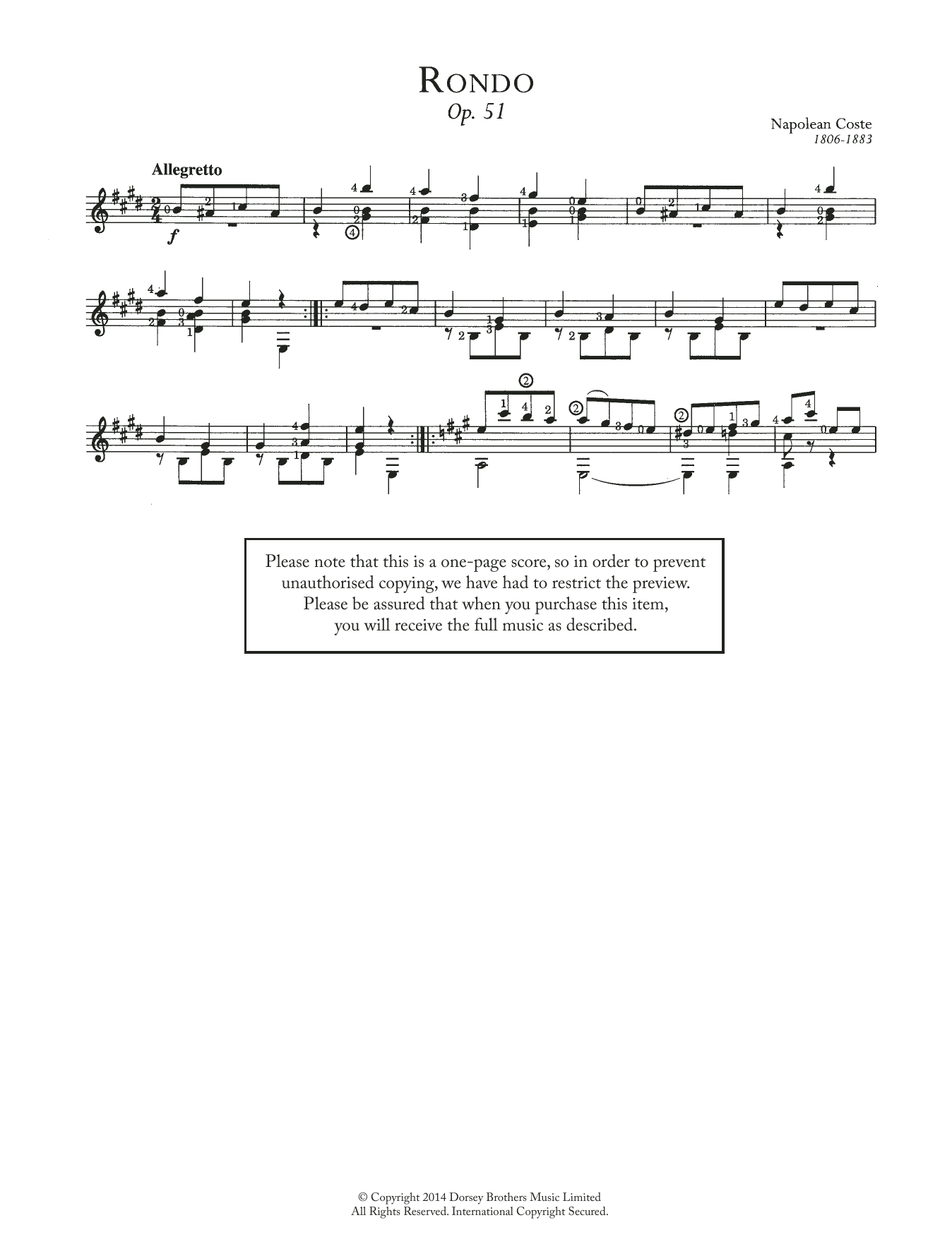 Napoleon Coste Rondo, Op.51 sheet music notes and chords. Download Printable PDF.