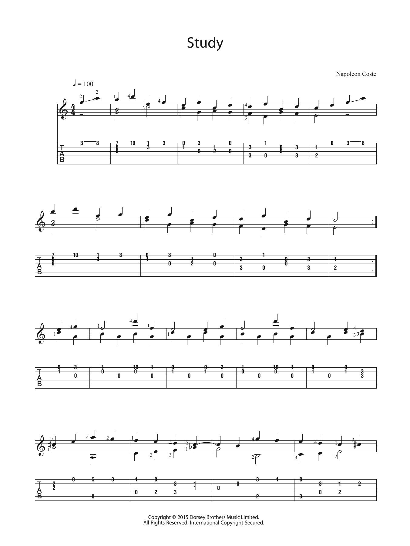 Napoleon Coste Study sheet music notes and chords. Download Printable PDF.