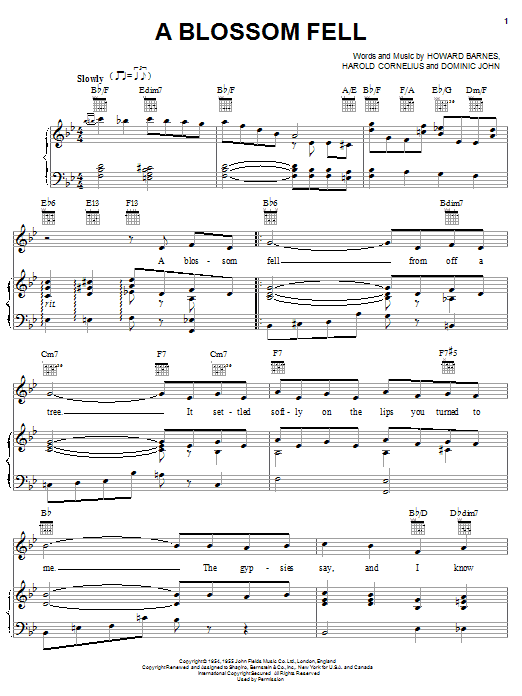 Nat King Cole A Blossom Fell sheet music notes and chords. Download Printable PDF.