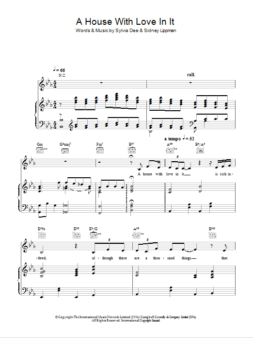Learn to play Nat King Cole A House With Love In It sheet music for Piano, Vocal & Guitar Chords in minutes. Price: 7.8900$ Nat King Cole A House With Love In It sheet music notes and chords arranged for Piano, Vocal & Guitar Chords