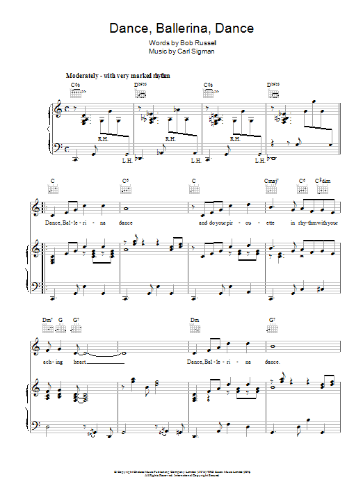 Learn to play Nat King Cole Dance, Ballerina, Dance sheet music for Piano, Vocal & Guitar Chords in minutes. Price: 7.8900$ Nat King Cole Dance, Ballerina, Dance sheet music notes and chords arranged for Piano, Vocal & Guitar Chords