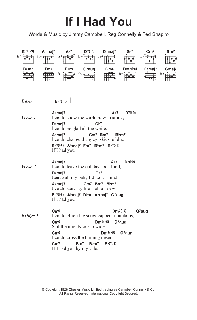 Learn to play Nat King Cole If I Had You sheet music for Guitar Chords/Lyrics in minutes. Price: 4.4900$ Nat King Cole If I Had You sheet music notes and chords arranged for Guitar Chords/Lyrics