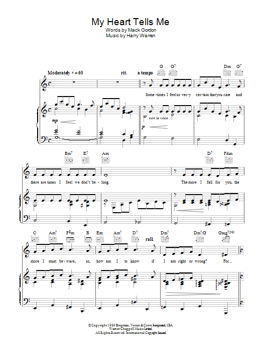 Learn to play Nat King Cole My Heart Tells Me sheet music for Piano, Vocal & Guitar Chords in minutes. Price: 7.8900$ Nat King Cole My Heart Tells Me sheet music notes and chords arranged for Piano, Vocal & Guitar Chords