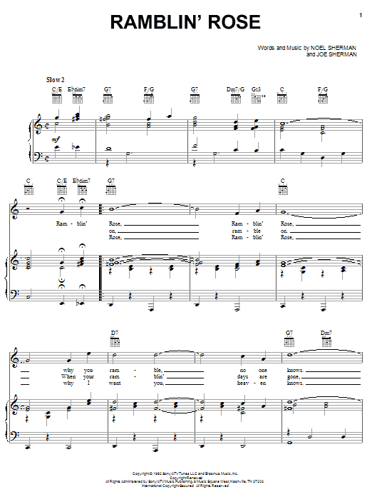 Nat King Cole Ramblin' Rose sheet music notes and chords. Download Printable PDF.