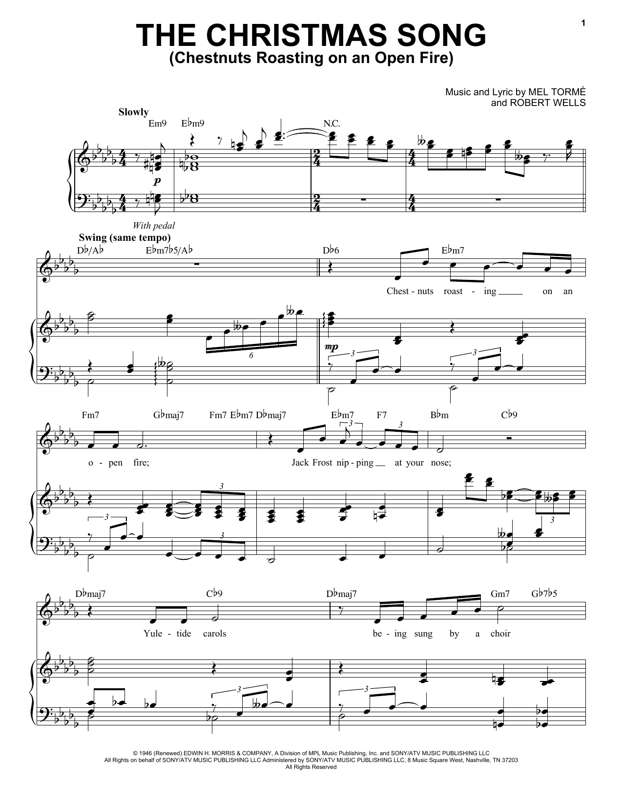 Nat King Cole The Christmas Song (Chestnuts Roasting On An Open Fire) sheet music notes and chords. Download Printable PDF.