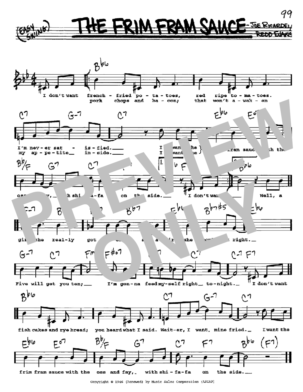 Nat King Cole The Frim Fram Sauce sheet music notes and chords arranged for Real Book – Melody, Lyrics & Chords