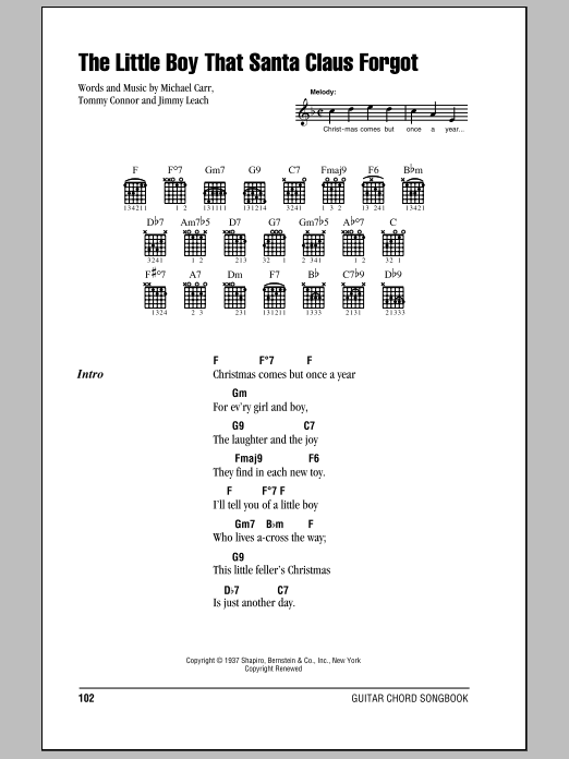 Nat King Cole The Little Boy That Santa Claus Forgot sheet music notes and chords. Download Printable PDF.