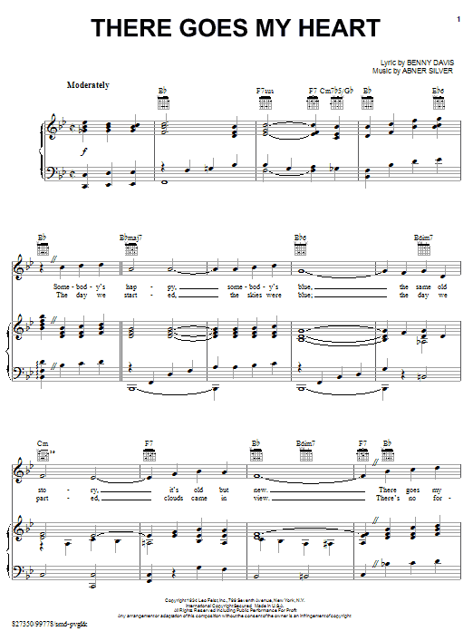 Learn to play Nat King Cole There Goes My Heart sheet music for Piano, Vocal & Guitar Chords (Right-Hand Melody) in minutes. Price: 7.8900$ Nat King Cole There Goes My Heart sheet music notes and chords arranged for Piano, Vocal & Guitar Chords (Right-Hand Melody)