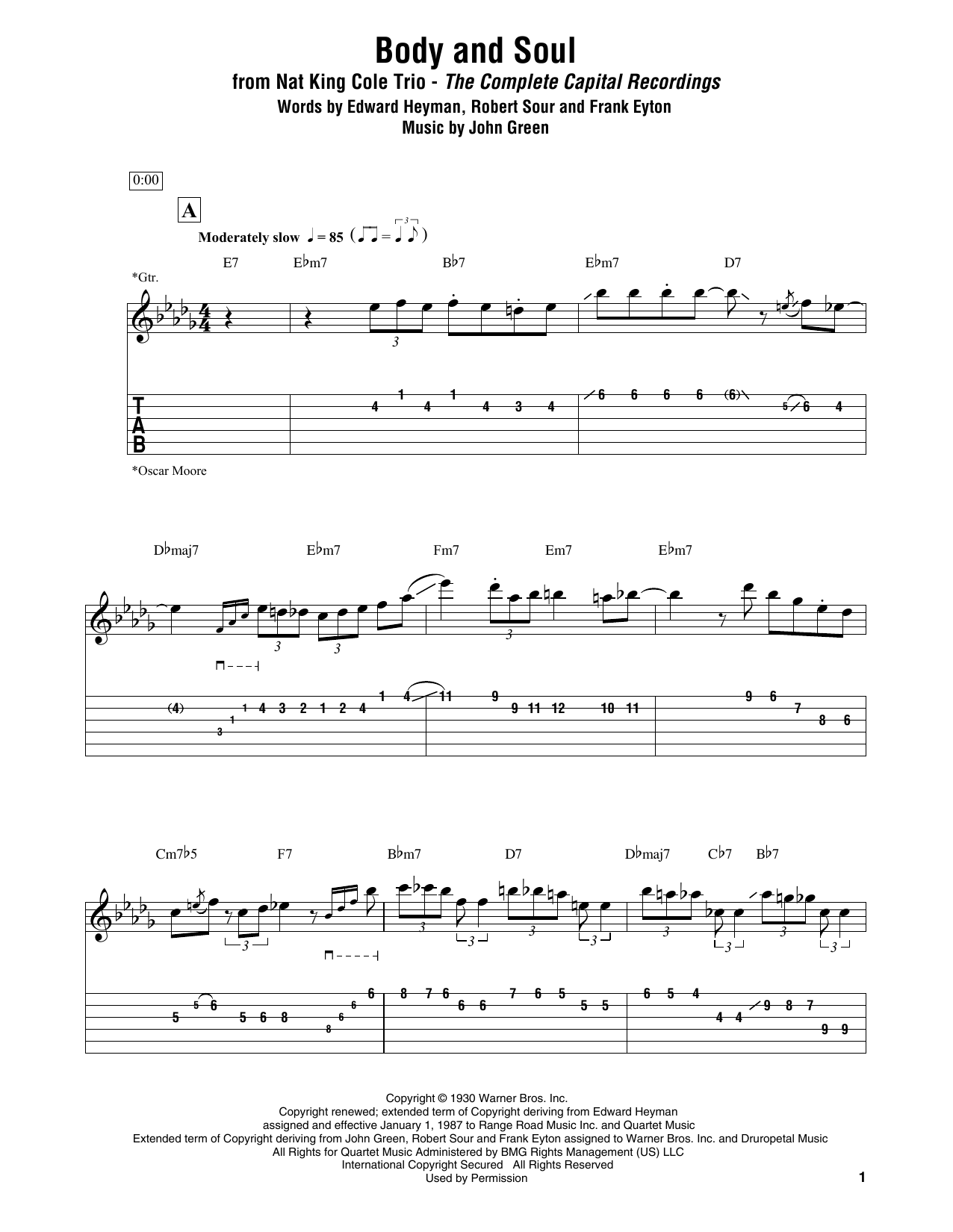 Nat King Cole Trio Body And Soul sheet music notes and chords. Download Printable PDF.