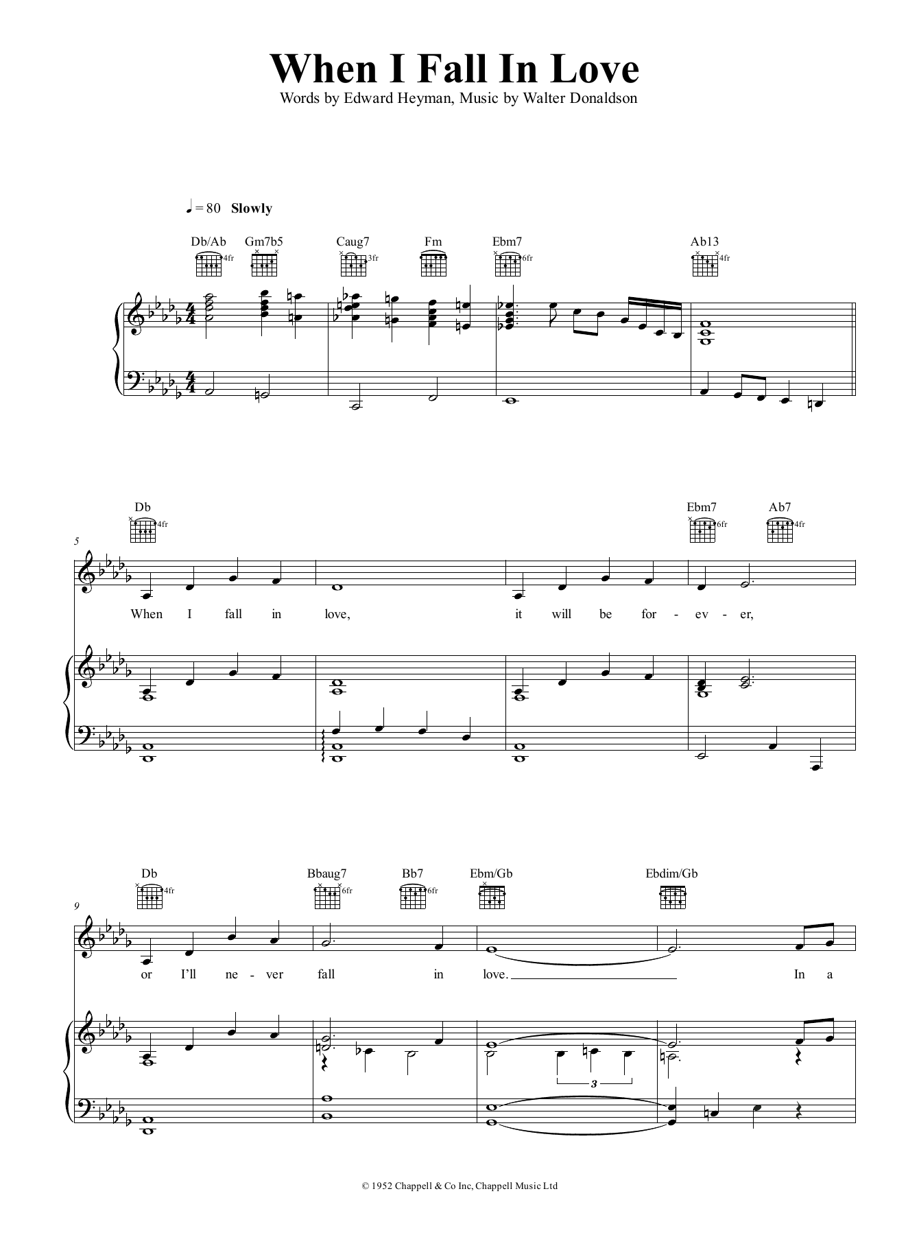 Nat King Cole When I Fall In Love sheet music notes and chords. Download Printable PDF.