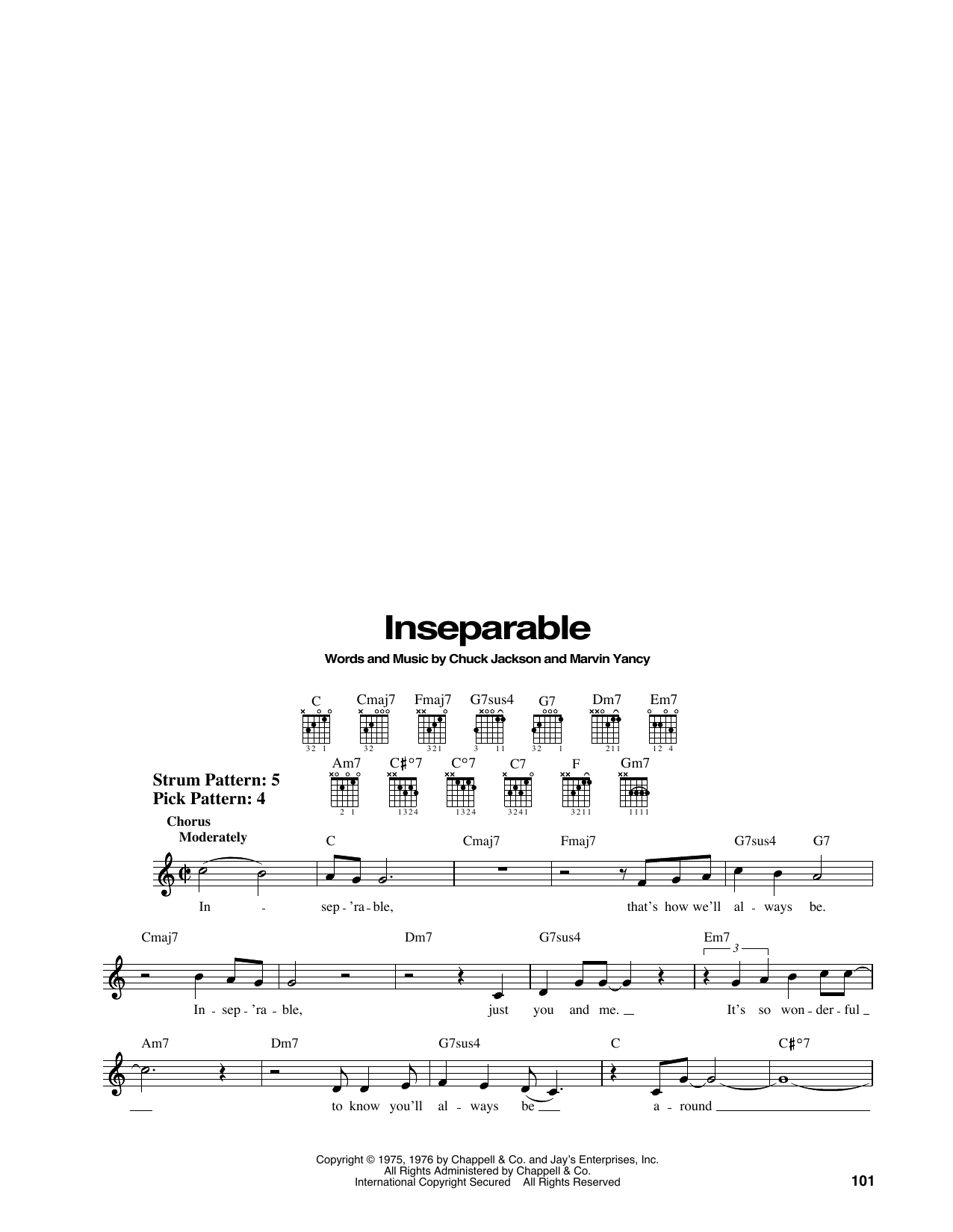 Natalie Cole Inseparable sheet music notes and chords. Download Printable PDF.