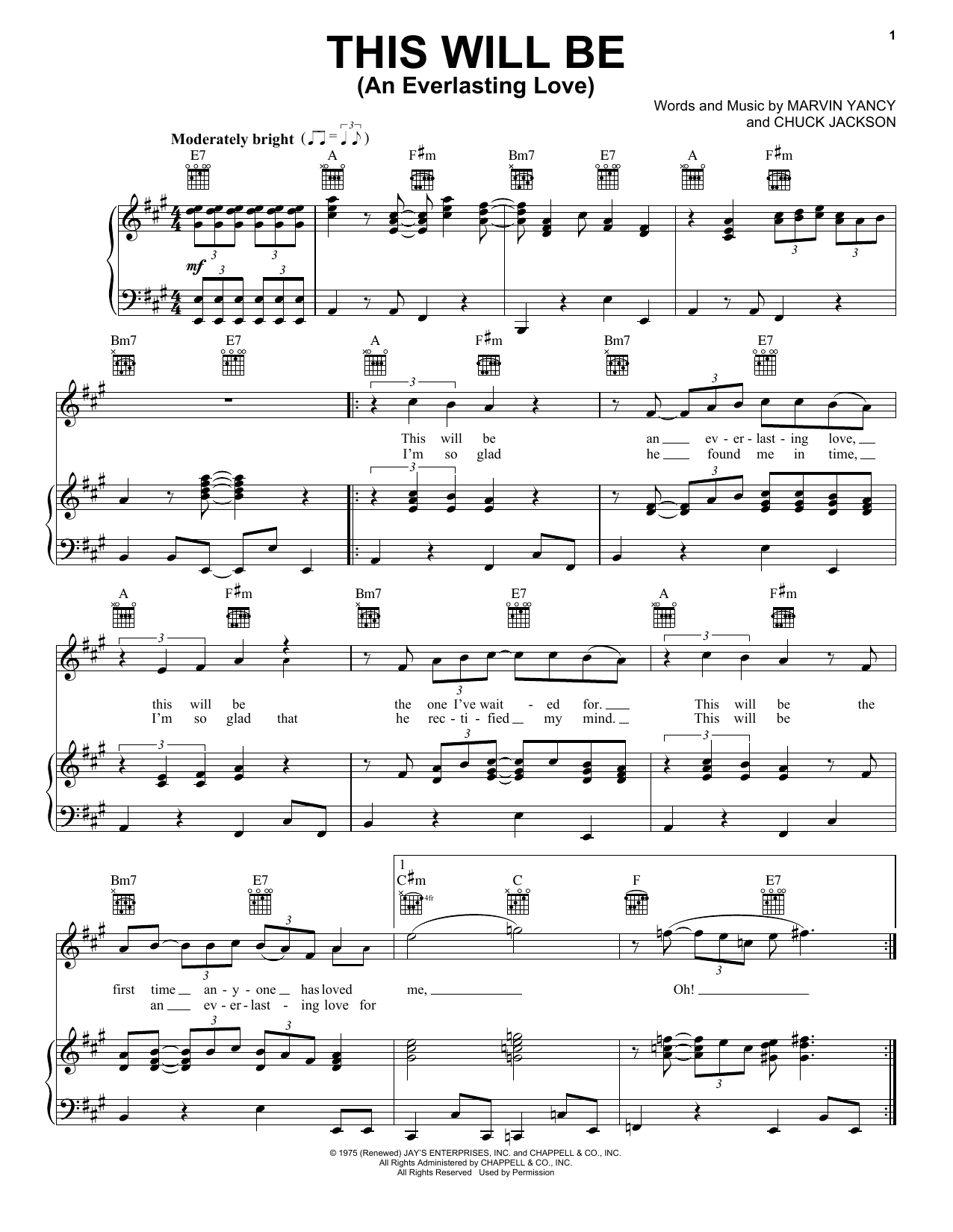 Natalie Cole This Will Be (An Everlasting Love) sheet music notes and chords. Download Printable PDF.