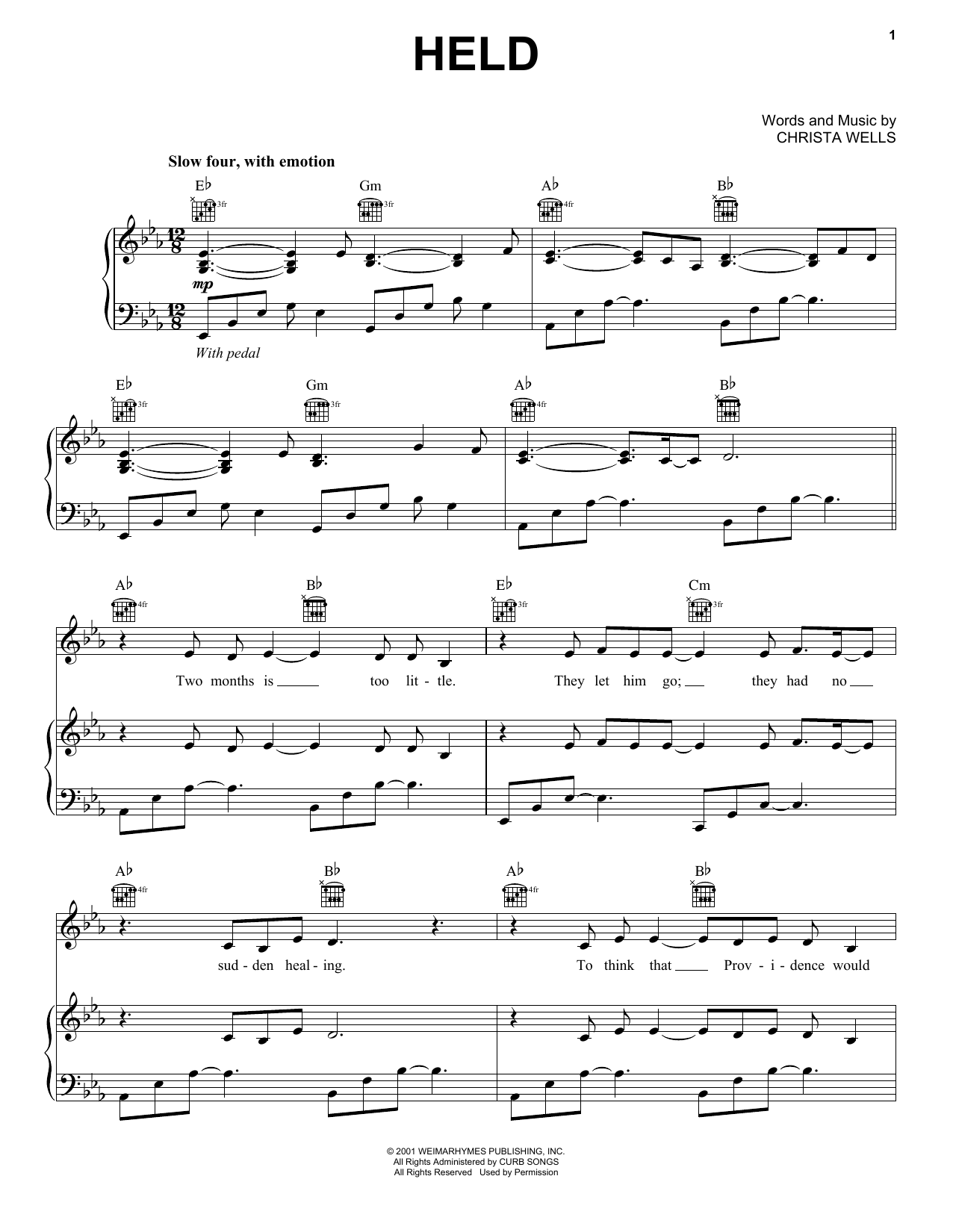 Natalie Grant Held sheet music notes and chords. Download Printable PDF.