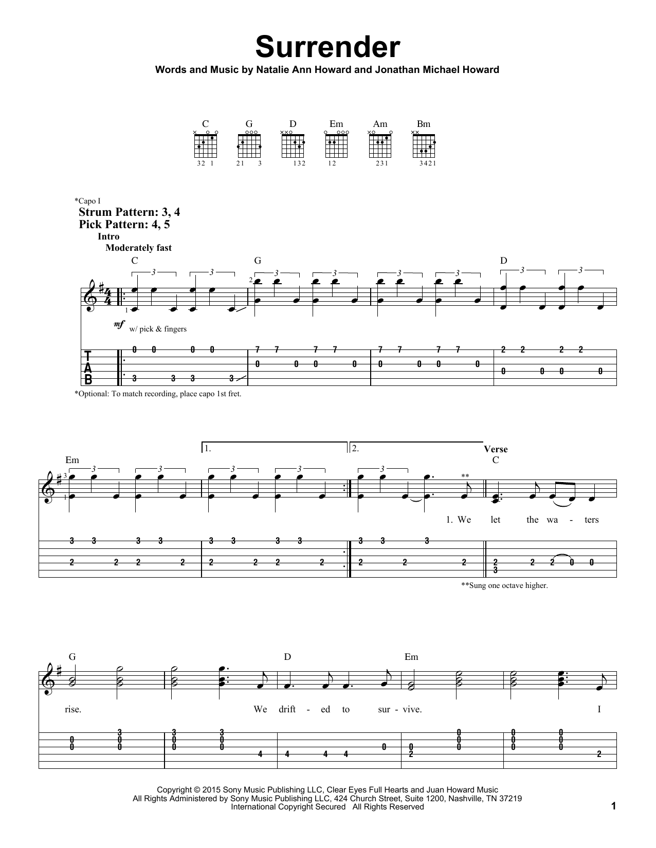 Learn to play Natalie Taylor Surrender sheet music for Easy Guitar Tab in minutes. Price: 6.9900$ Natalie Taylor Surrender sheet music notes and chords arranged for Easy Guitar Tab