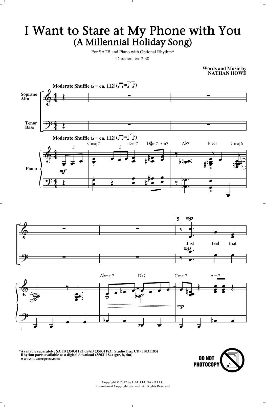 Nathan Howe I Want To Stare At My Phone With You (A Millennial Holiday Song) sheet music notes and chords. Download Printable PDF.