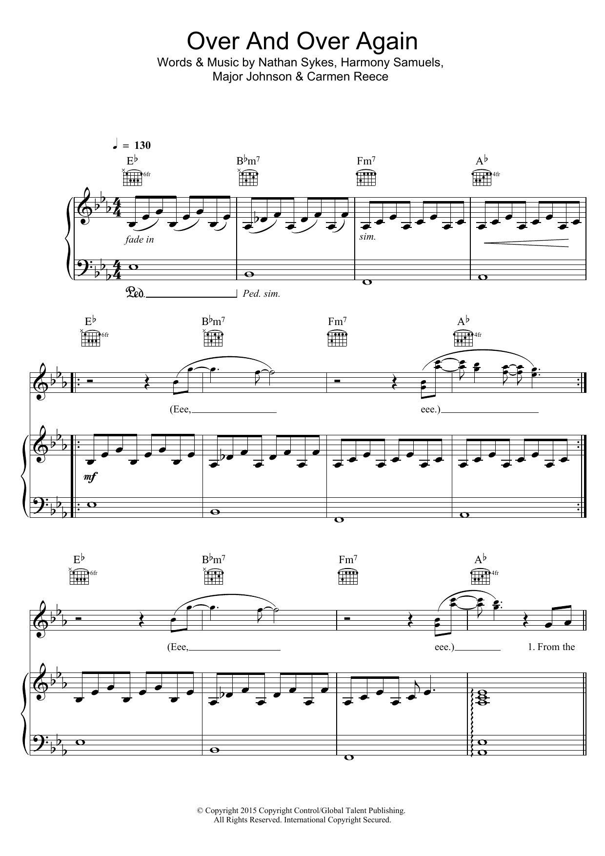 Nathan Sykes Over And Over Again sheet music notes and chords. Download Printable PDF.