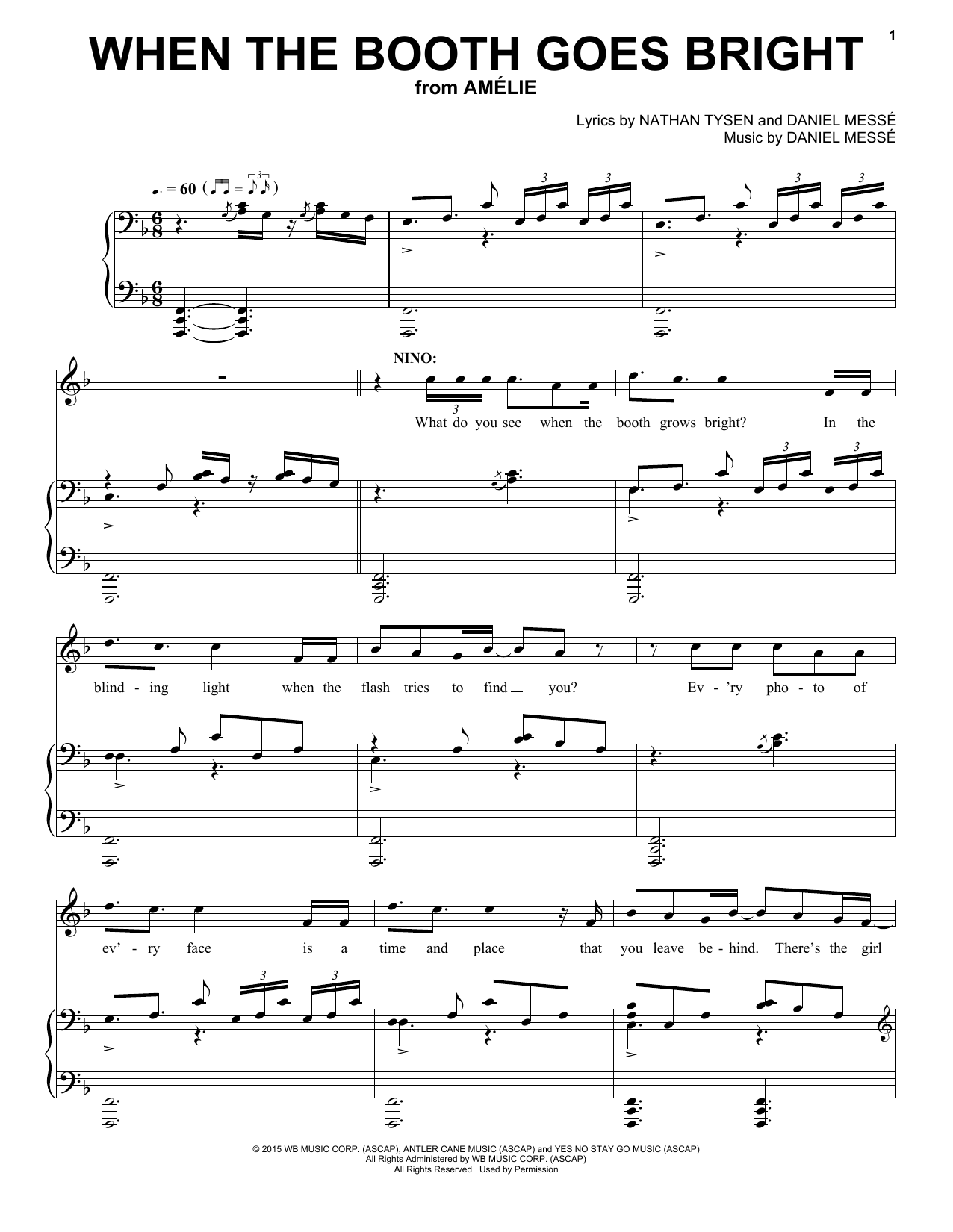 Nathan Tysen & Daniel Messé When The Booth Goes Bright (from Amélie The Musical) sheet music notes and chords. Download Printable PDF.