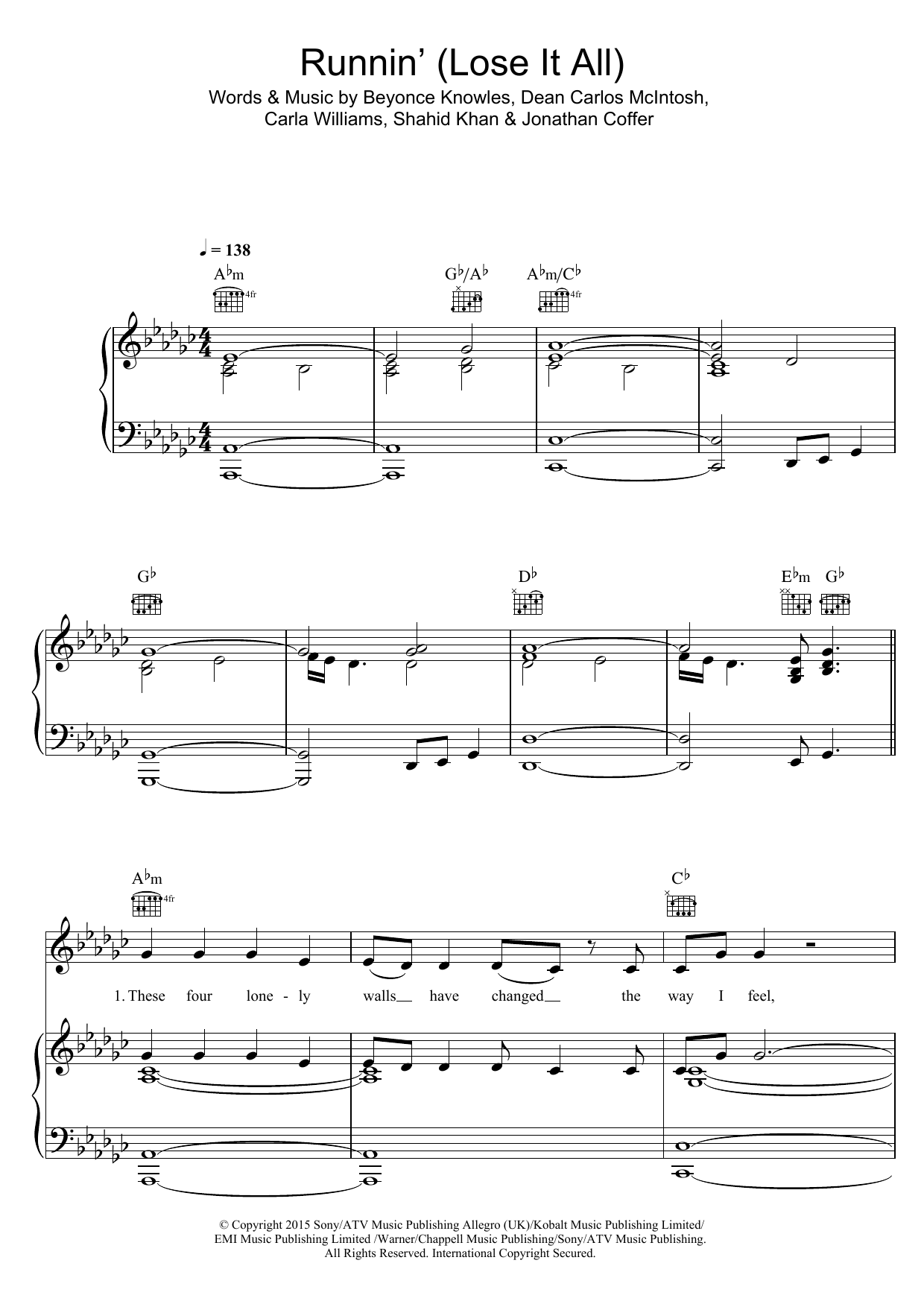 Naughty Boy Runnin' (Lose It All) (feat. Beyonce & Arrow Benjamin) sheet music notes and chords. Download Printable PDF.