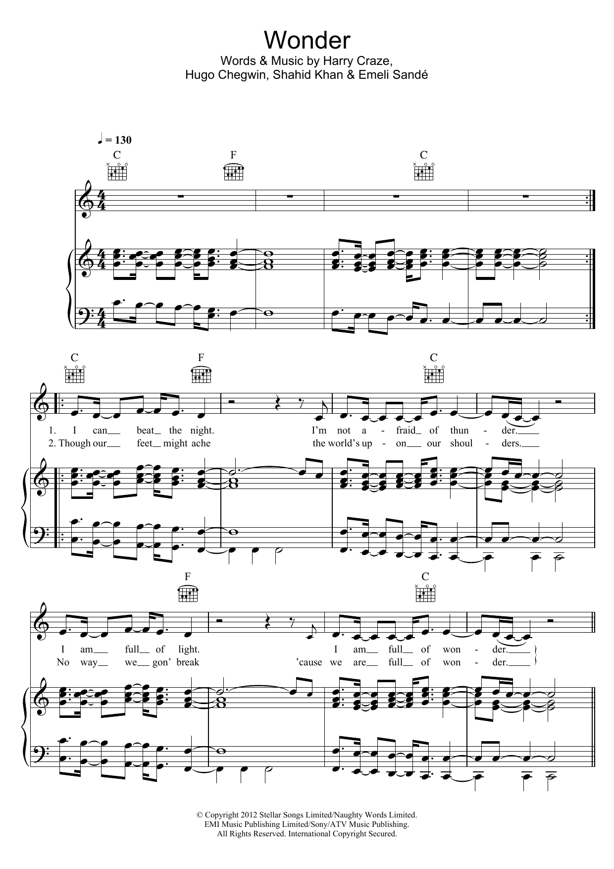 Naughty Boy Wonder (feat. Emeli Sandé) sheet music notes and chords. Download Printable PDF.