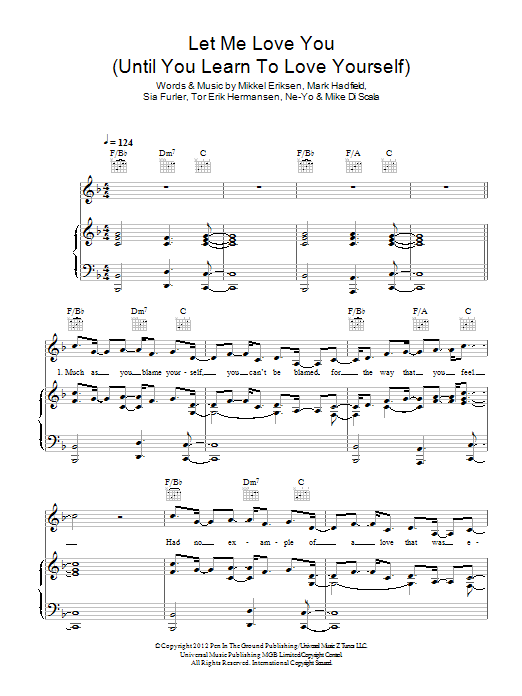 Ne-Yo Let Me Love You (Until You Learn To Love Yourself) sheet music notes and chords. Download Printable PDF.