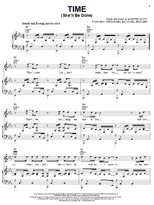 Learn to play Ne-Yo Time (She'll Be Gone) sheet music for Piano, Vocal & Guitar Chords (Right-Hand Melody) in minutes. Price: 7.8900$ Ne-Yo Time (She'll Be Gone) sheet music notes and chords arranged for Piano, Vocal & Guitar Chords (Right-Hand Melody)