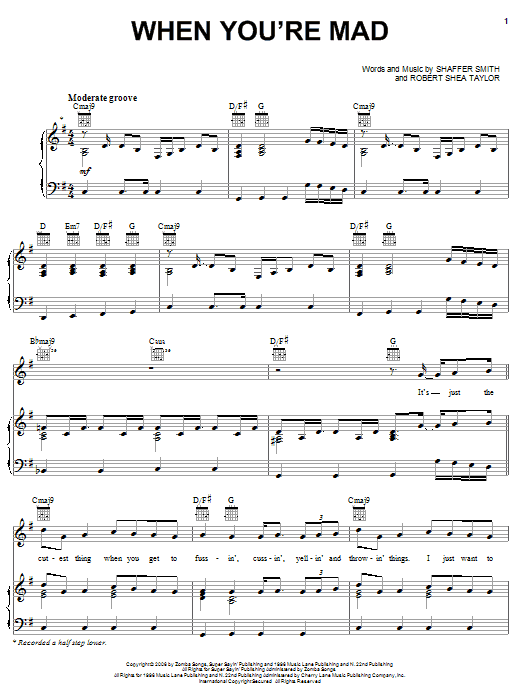 Learn to play Ne-Yo When You're Mad sheet music for Piano, Vocal & Guitar Chords (Right-Hand Melody) in minutes. Price: 7.8900$ Ne-Yo When You're Mad sheet music notes and chords arranged for Piano, Vocal & Guitar Chords (Right-Hand Melody)