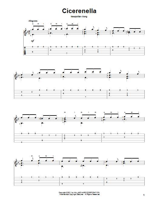 Neapolitan Song Cicerenella sheet music notes and chords. Download Printable PDF.