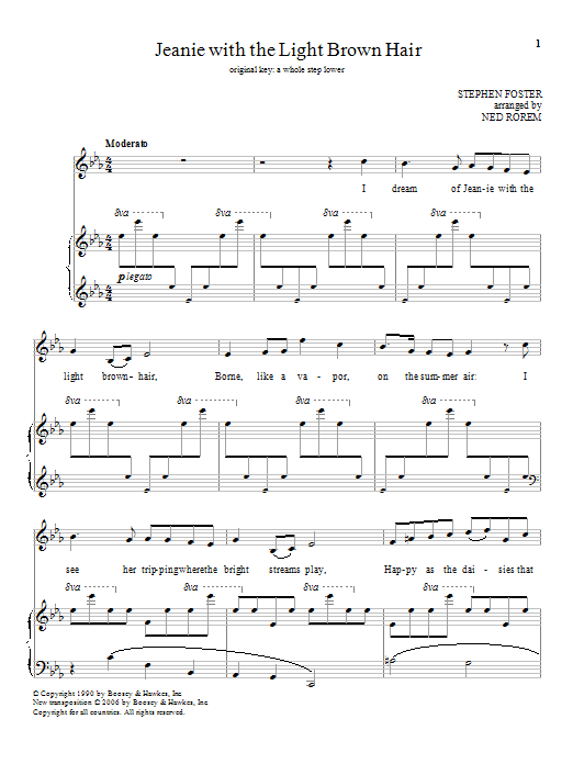 Ned Rorem Jeanie With The Light Brown Hair sheet music notes and chords. Download Printable PDF.