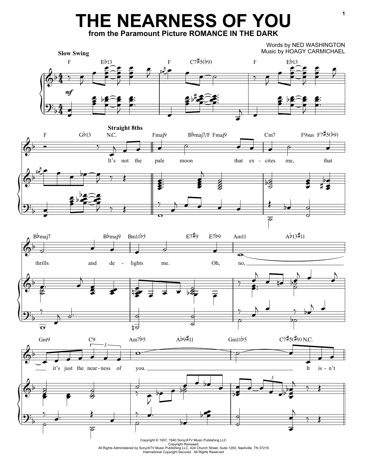 Ned Washington and Hoagy Carmichael The Nearness Of You [Jazz version] (arr. Brent Edstrom) sheet music notes and chords. Download Printable PDF.