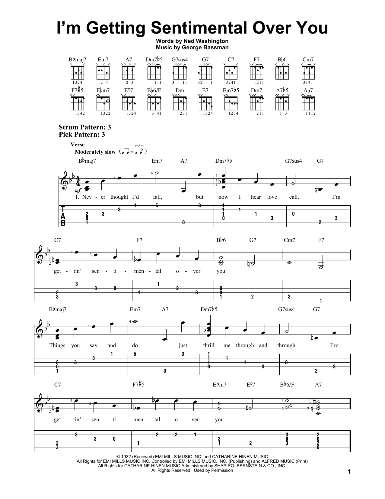 Ned Washington I'm Getting Sentimental Over You sheet music notes and chords. Download Printable PDF.