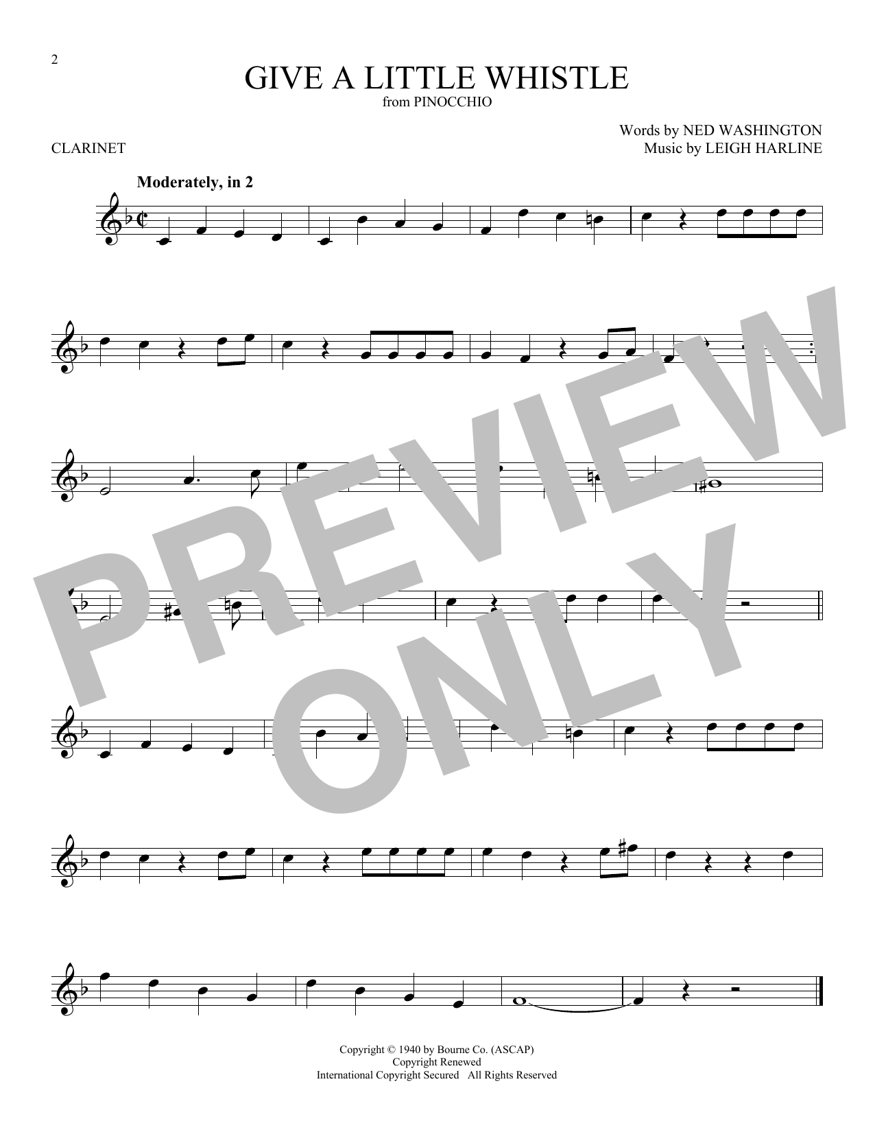 Leigh Harline Give A Little Whistle sheet music notes and chords. Download Printable PDF.