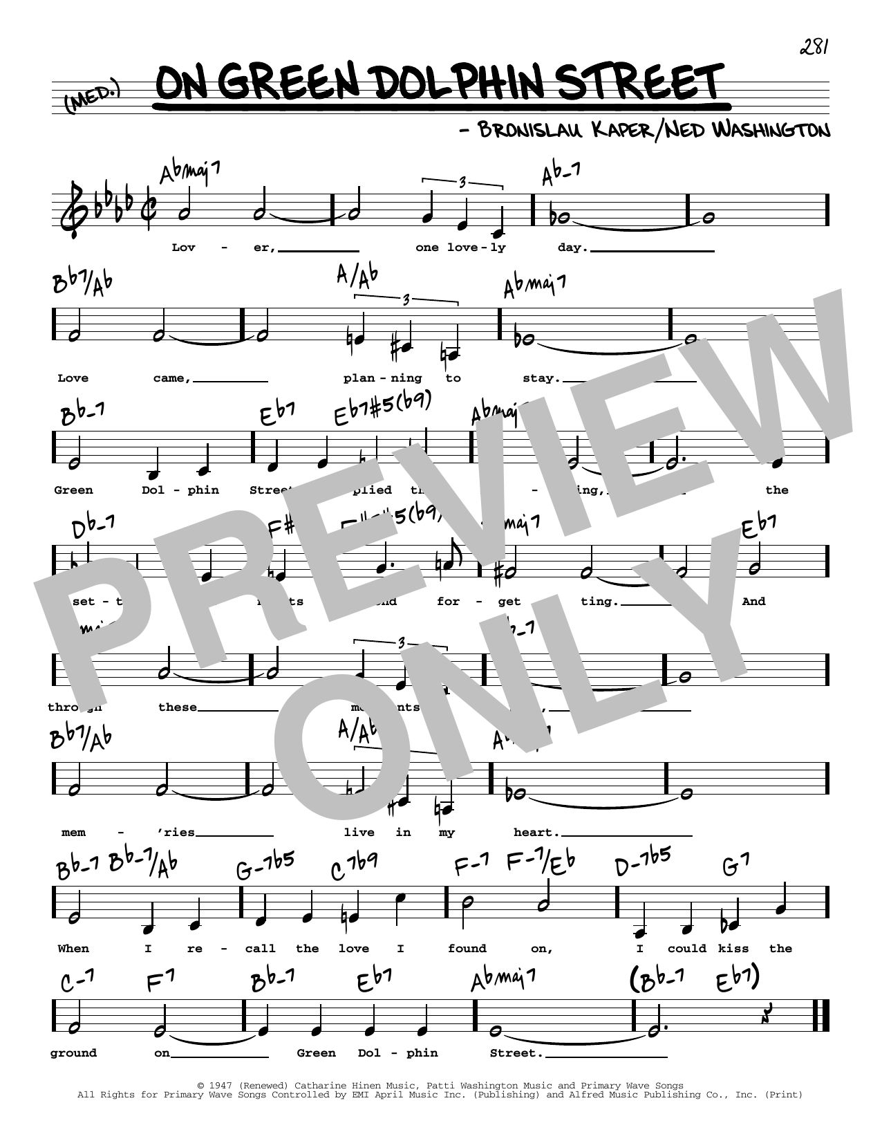 Learn to play Ned Washington On Green Dolphin Street (Low Voice) sheet music for Real Book – Melody, Lyrics & Chords in minutes. Price: 5.9900$ Ned Washington On Green Dolphin Street (Low Voice) sheet music notes and chords arranged for Real Book – Melody, Lyrics & Chords